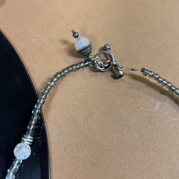 Boutique Smoky Quartz Beaded Handmade Retro Sparkle Silver Necklace - Picture 6 of 6